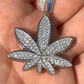 14K Gold Round Diamond Marijuana Weed Pendant  customdiamjewel   