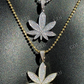 14K Gold Round Diamond Marijuana Weed Pendant  customdiamjewel   