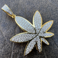 14K Gold Round Diamond Marijuana Weed Pendant  customdiamjewel   