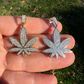 14K Gold Round Diamond Marijuana Weed Pendant  customdiamjewel   