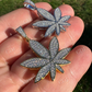 14K Gold Round Diamond Marijuana Weed Pendant  customdiamjewel   