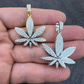 14K Gold Round Diamond Marijuana Weed Pendant  customdiamjewel   