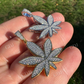 14K Gold Round Diamond Marijuana Weed Pendant  customdiamjewel   