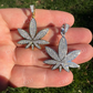 14K Gold Round Diamond Marijuana Weed Pendant  customdiamjewel   