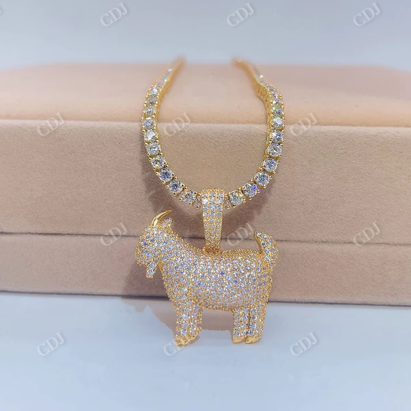 Iced Out Diamond Goat Pendant For Men  customdiamjewel   