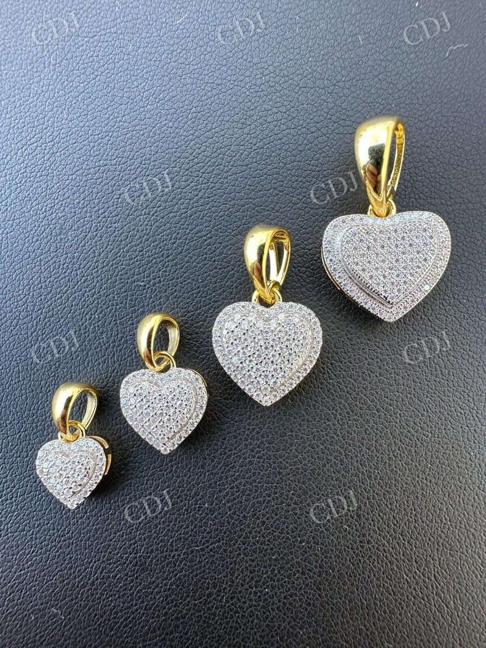 14K Gold Iced Small Ladies Heart Shaped Love Charm Pendant  customdiamjewel   