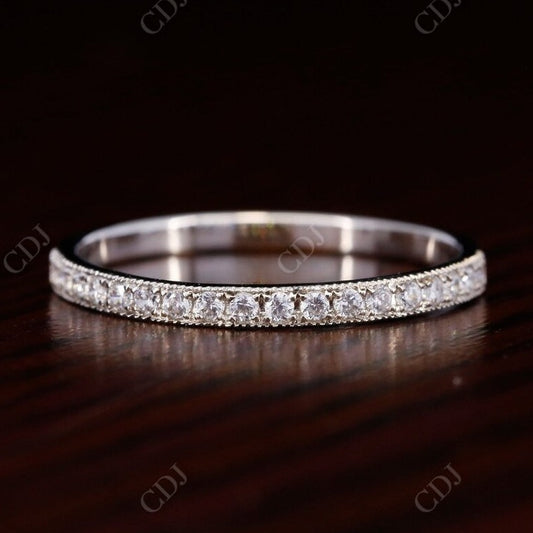 0.2CT Round Cut Natural Diamond Milgrain Wedding Band  customdiamjewel 10 KT Solid Gold White Gold VVS-EF