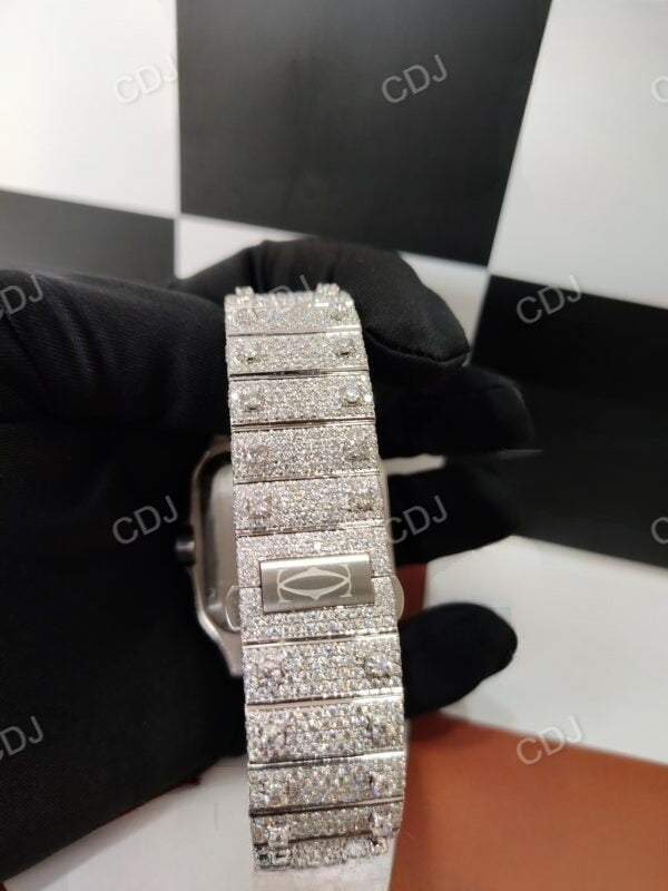 Men's Cartier VVS Diamond-Encrusted Timepiece Fully Iced Out Bussdown Watch 25 to 28 Carats (Approx.)  customdiamjewel   