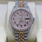 Moissanite Bust Down Rolex DateJust Arabic Dial Watch  customdiamjewel   