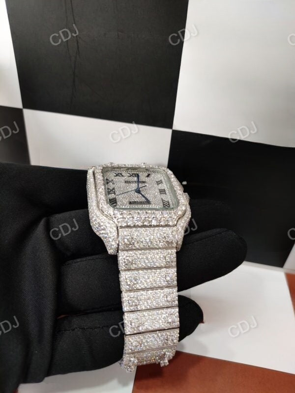 Men's Cartier VVS Diamond-Encrusted Timepiece Fully Iced Out Bussdown Watch 25 to 28 Carats (Approx.)  customdiamjewel   