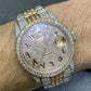 Moissanite Bust Down Rolex DateJust Arabic Dial Watch  customdiamjewel   