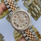 Moissanite Bust Down Rolex DateJust Arabic Dial Watch  customdiamjewel   