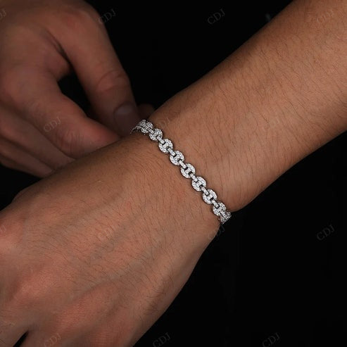 Lab Grown Diamond 10K White Gold Miami Weave Bracelet hip hop jewelry CustomDiamJewel