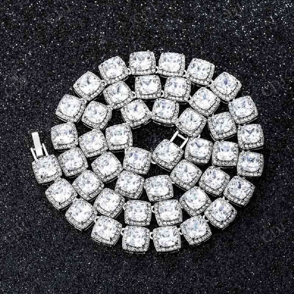 Cluster Diamond Halo Hip Hop Tennis Chain  CustomDiamJewel   