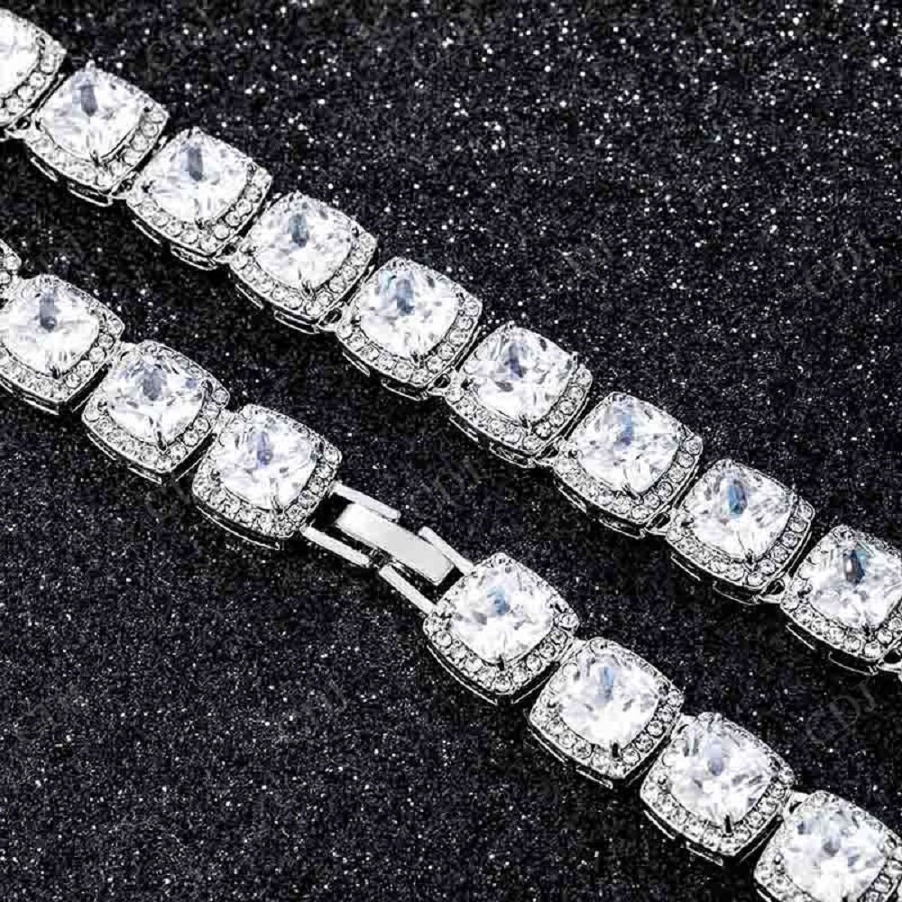 Cluster Diamond Halo Hip Hop Tennis Chain  CustomDiamJewel   