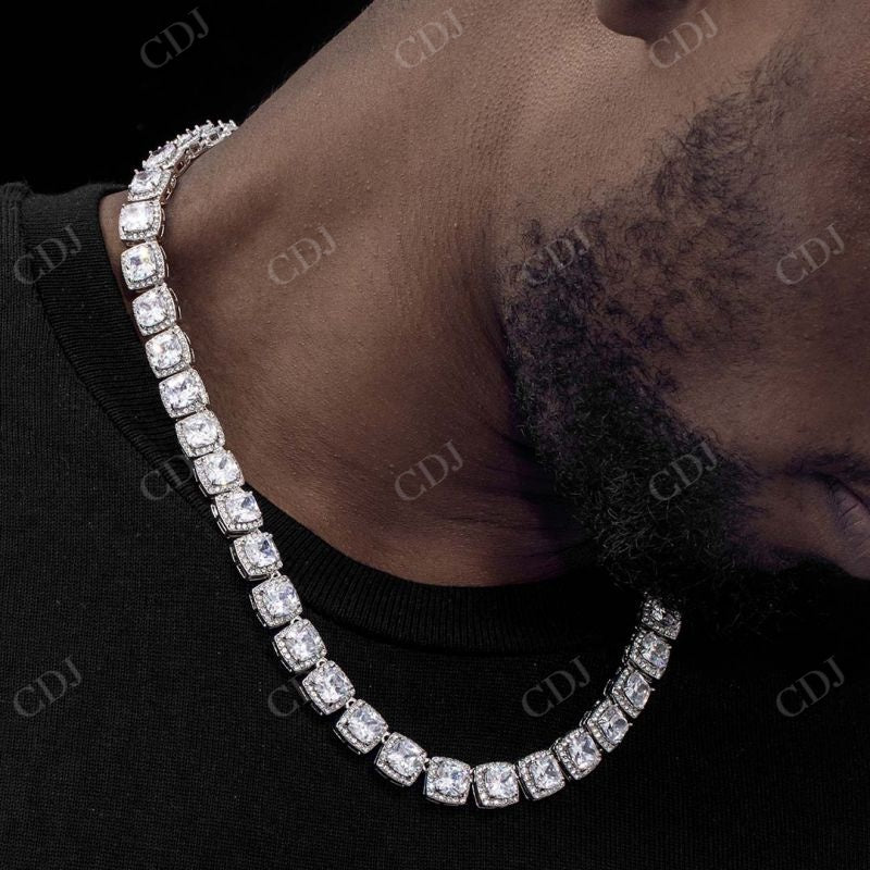 Cluster Diamond Halo Hip Hop Tennis Chain  CustomDiamJewel   