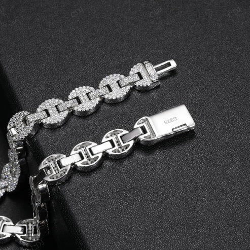 Lab Grown Diamond 10K White Gold Miami Weave Bracelet hip hop jewelry CustomDiamJewel