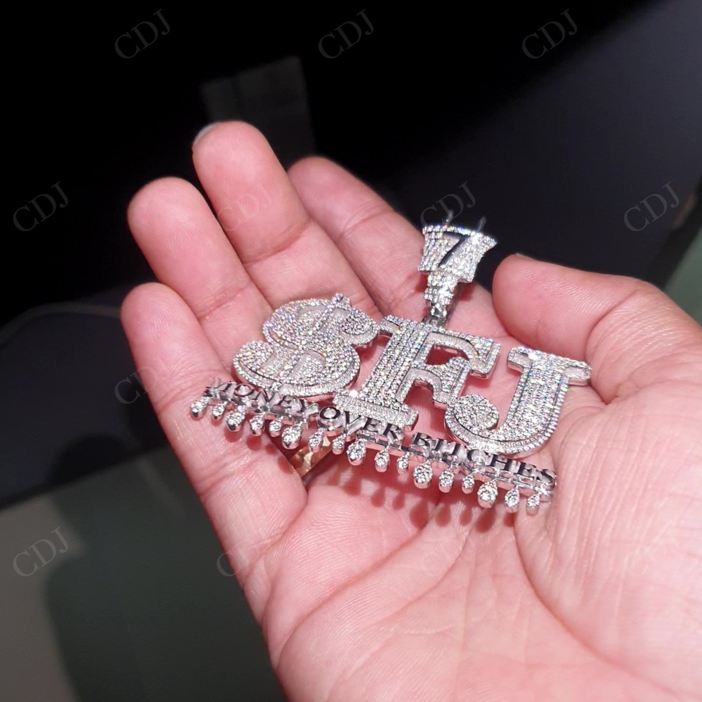 "SFJ" Iced Out Moissanite Silver Pendant hip hop jewelry customdiamjewel   