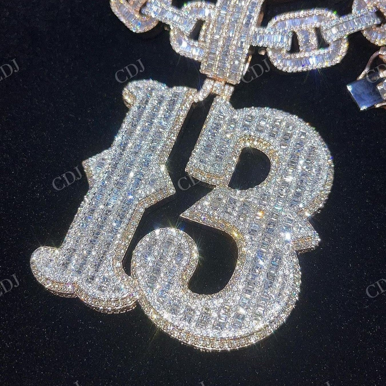 Hip Hop Customized Numbered Baguette Diamond Pendant hip hop jewelry CustomDiamJewel   