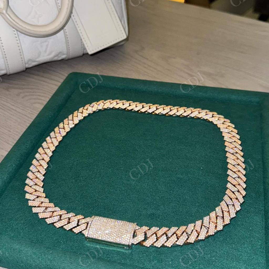 Sterling Silver Iced Out Cuban Link Chain hip hop jewelry CustomDiamJewel   