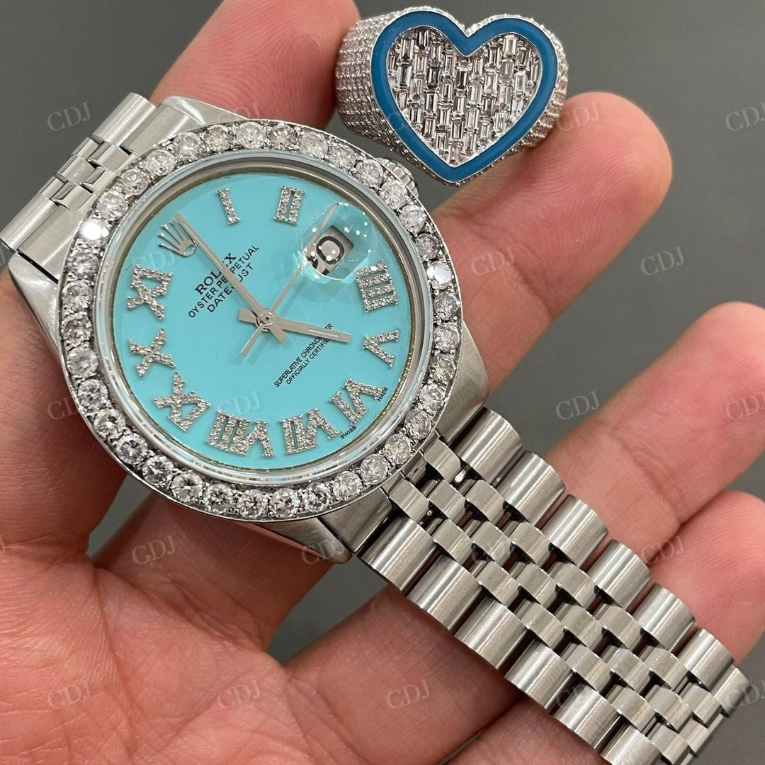 Rolex Stainless Steel Blue Dial Diamond Watch  customdiamjewel   