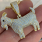 Round Diamond Gold GOAT Hip Hop Pendant  customdiamjewel   