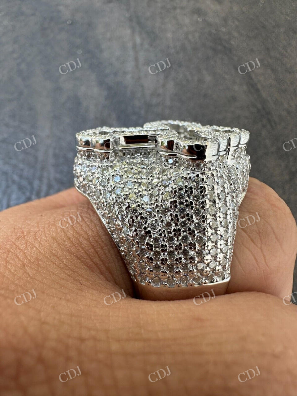 6.5ct Iced Baguette Cross Shaped Hip Hop Ring  customdiamjewel   