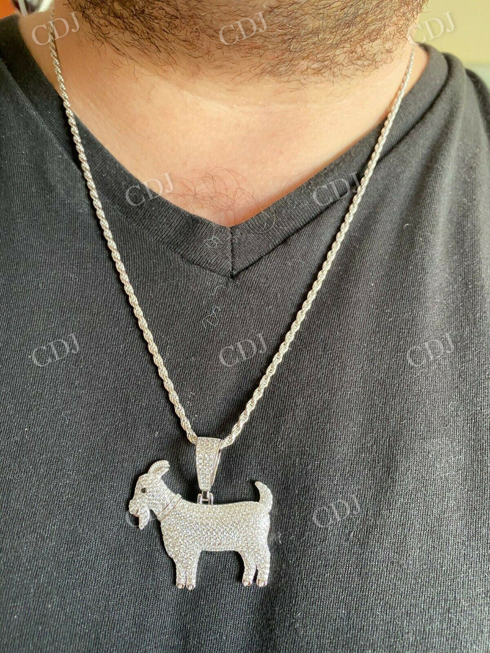 Round Diamond Gold GOAT Hip Hop Pendant  customdiamjewel   