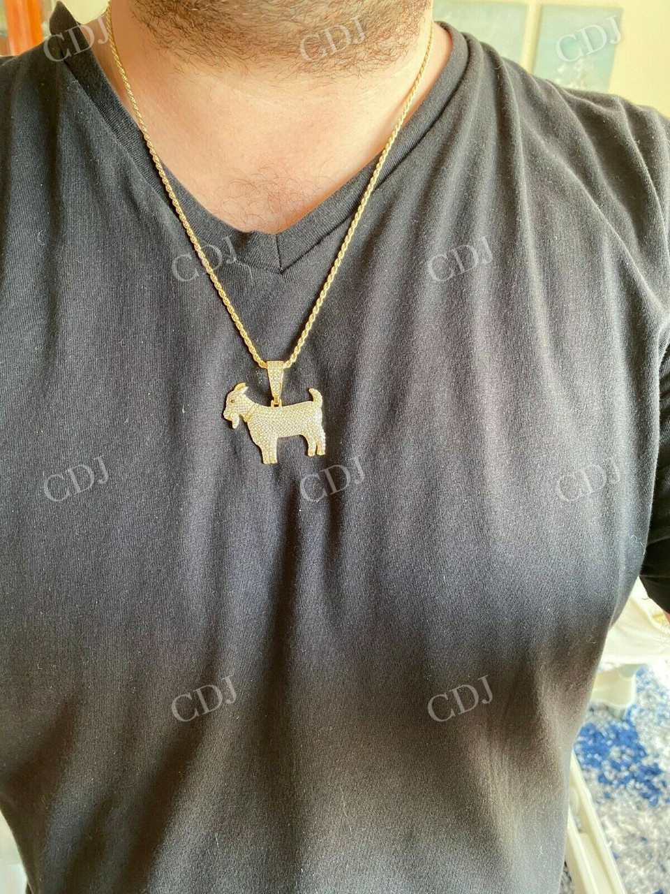 Round Diamond Gold GOAT Hip Hop Pendant  customdiamjewel   