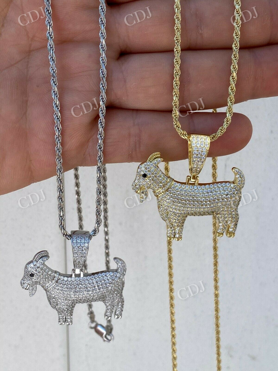 Round Diamond Gold GOAT Hip Hop Pendant  customdiamjewel   