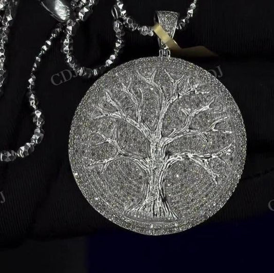 Round Shape Tree White Gold Dimaond Pendant hip hop jewelry customdiamjewel   