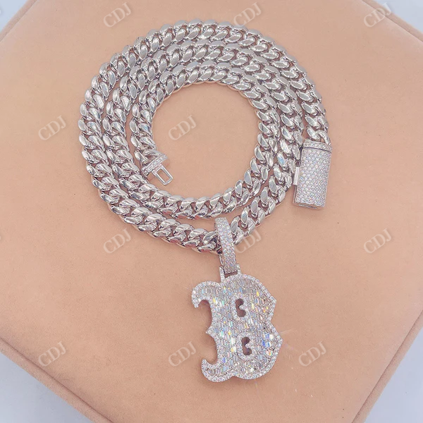 Fully Iced Diamond Initial Letter Pendant  customdiamjewel   