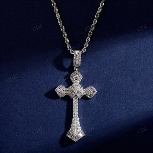 Moissanite Hip Hop Cross Diamond Pendant customdiamjewel