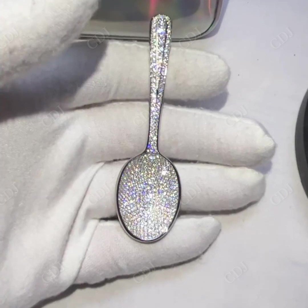 Unique Fully Iced Out Hip Hop 925 Sterling Silver VVS Moissanite Spoon Pendant hip hop jewelry CustomDiamJewel   