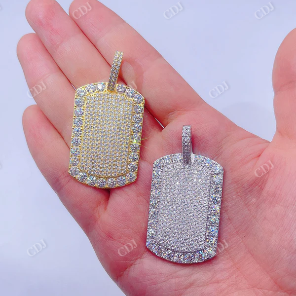 Iced Out Hip Hop Dogtag Diamond Pendant  customdiamjewel   