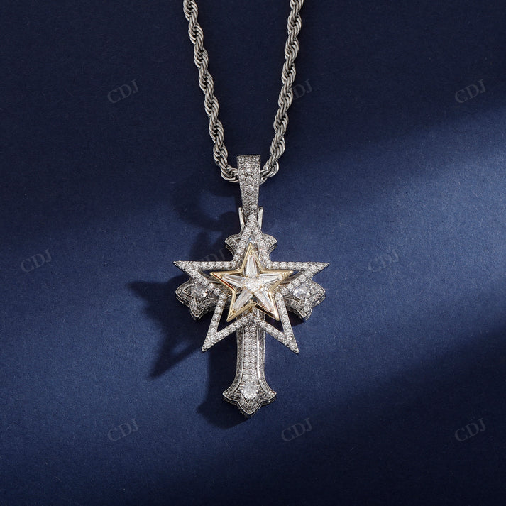 Cross Star Shape Diamond Pendant For Men customdiamjewel