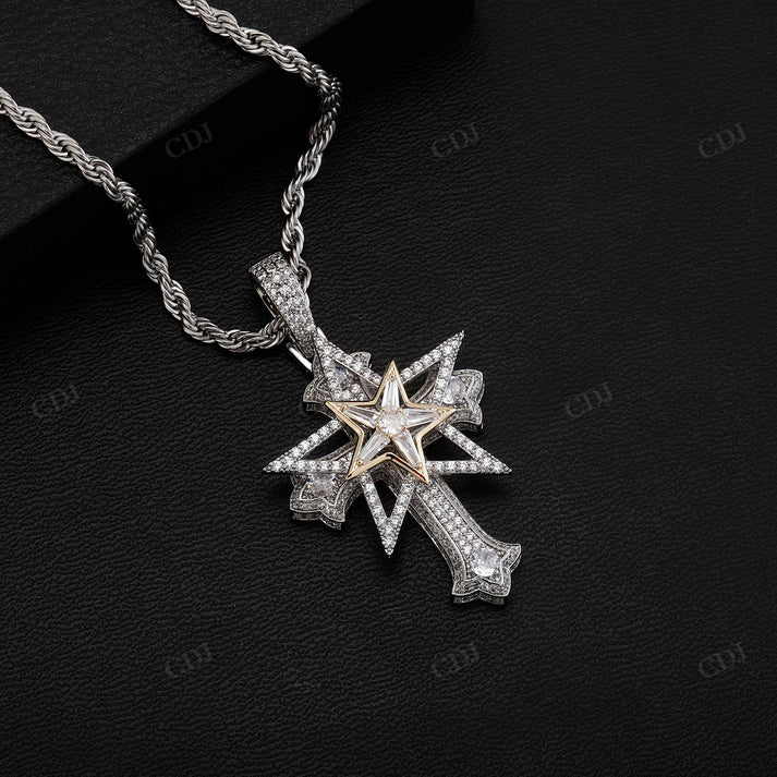 Cross Star Shape Diamond Pendant For Men customdiamjewel