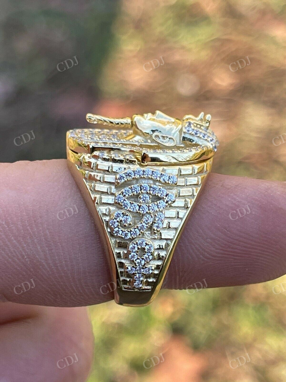 14k Gold Over Solid Egyptian King Diamond Ring  customdiamjewel   