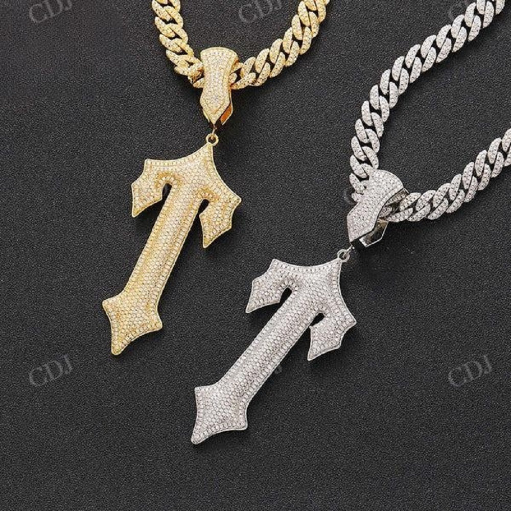 Moissanite T Shape Iced Out Hip Hop Pendant  CustomDiamJewel   