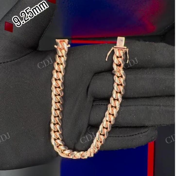 18K rose Gold Plain Dialy Wear Cuban link Chain For Men hip hop jewelry CustomDiamJewel   