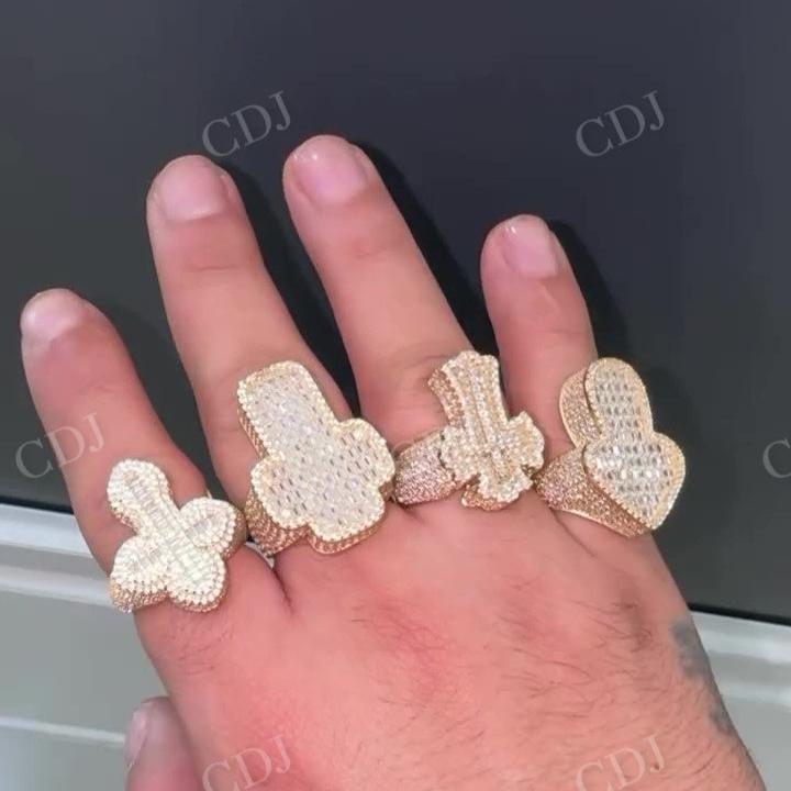 Baguette Diamond Cross Trendy Iced Out Ring hip hop jewelry CustomDiamJewel   