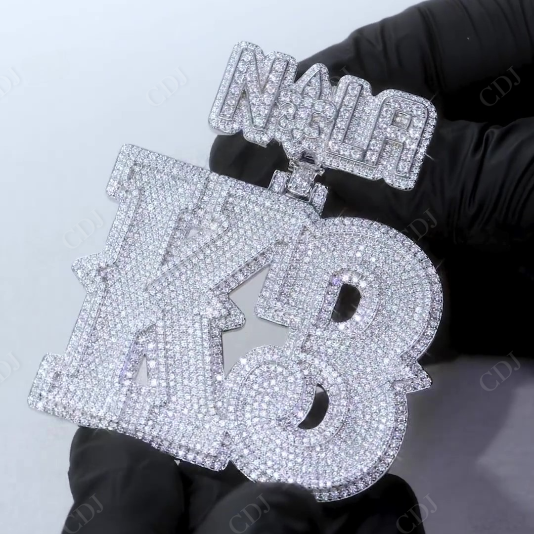 Custom Fully Iced Out K3 Letter Hip Hop VVS Moissanite Diamond Silver Pendant hip hop jewelry CustomDiamJewel   