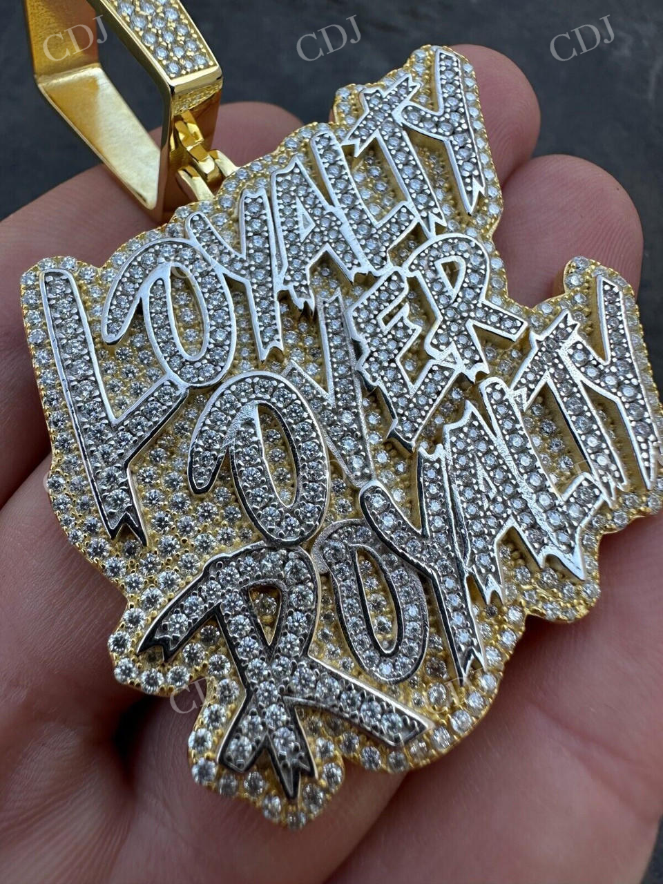 Gold Iced LOYALTY OVER ROYALTY Hip Hop Pendan  customdiamjewel   