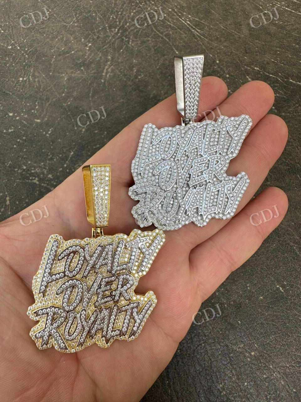 Gold Iced LOYALTY OVER ROYALTY Hip Hop Pendan  customdiamjewel   