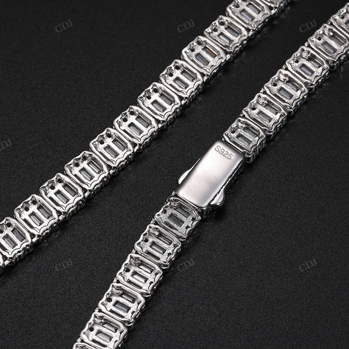 S925 14mm Baguette Moissanite Unique Tennis Chain hip hop jewelry CustomDiamJewel