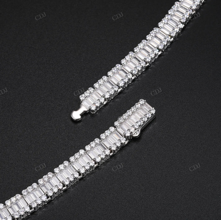 S925 14mm Baguette Moissanite Unique Tennis Chain hip hop jewelry CustomDiamJewel