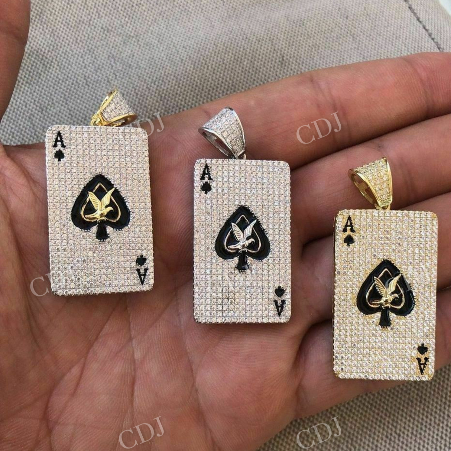 14k Gold Ace of Spades Poker HIP HOP ICY Pendant  customdiamjewel   