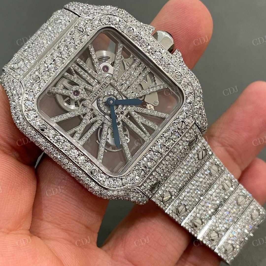 Cartier Skeleton Diamond Iced Out Watch  customdiamjewel   