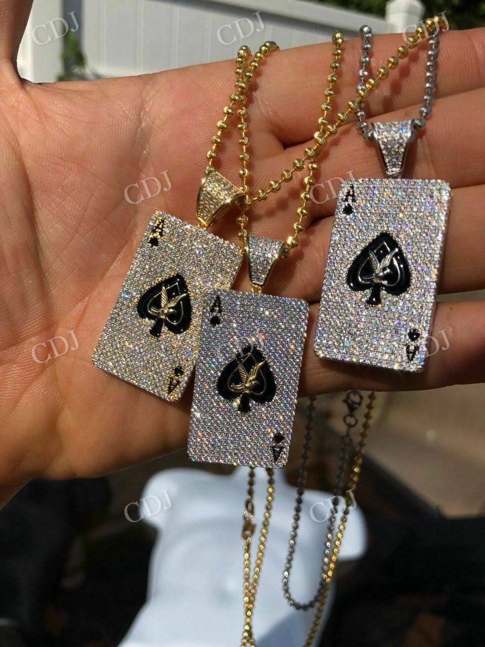 14k Gold Ace of Spades Poker HIP HOP ICY Pendant  customdiamjewel   