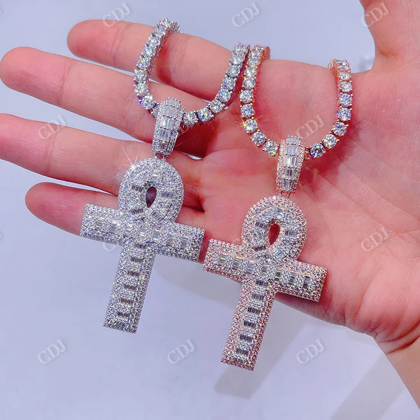 Baguette Cut Diamond Cross Pendant For Men  customdiamjewel   